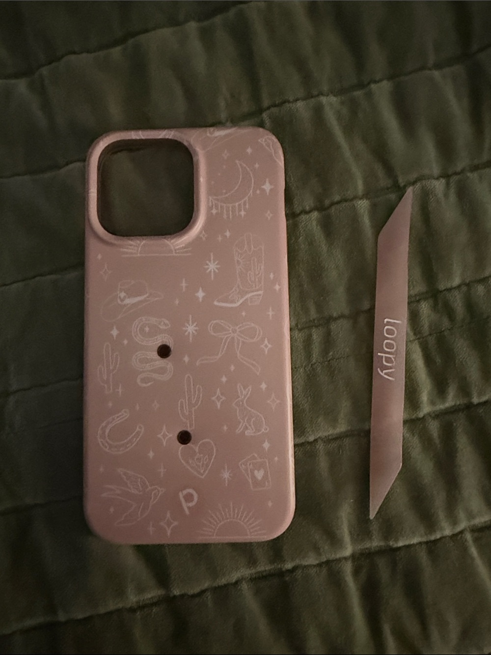 Pink Illustrated Protective Phone Case- Western Loopy IPhone 15 Pro Max Case